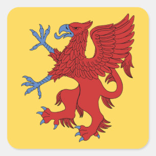 Griffin Rampant Gules Quadratischer Aufkleber