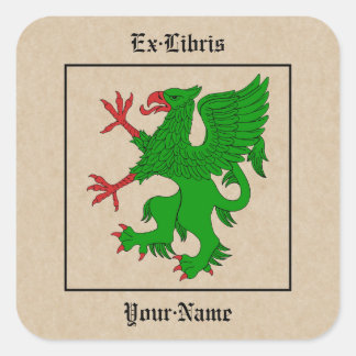 Griffin Rampant Vert Buchzeichen Quadratischer Aufkleber