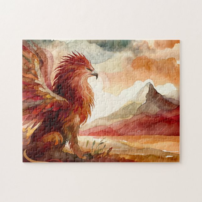 Griffin und Mountain Watercolor Art Puzzle (Horizontal)
