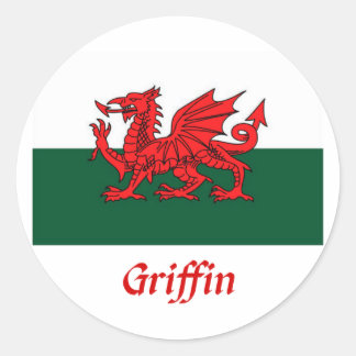 Griffin Welsh Flag Runder Aufkleber