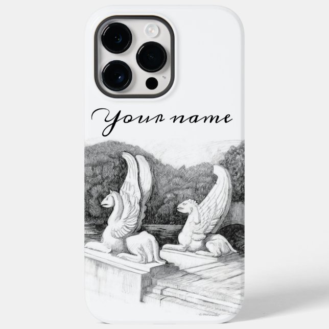 Griffins-Skulptur-Monochrom Case-Mate iPhone Hülle (Rückseite)