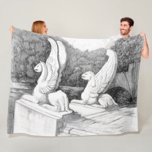 Griffins Skulptur monochrome Stifte Kunst Fleecedecke