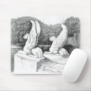 Griffins Skulptur monochrome Stifte Kunst Mousepad