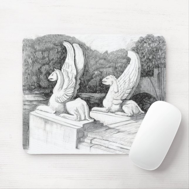 Griffins Skulptur monochrome Stifte Kunst Mousepad (Mit Mouse)