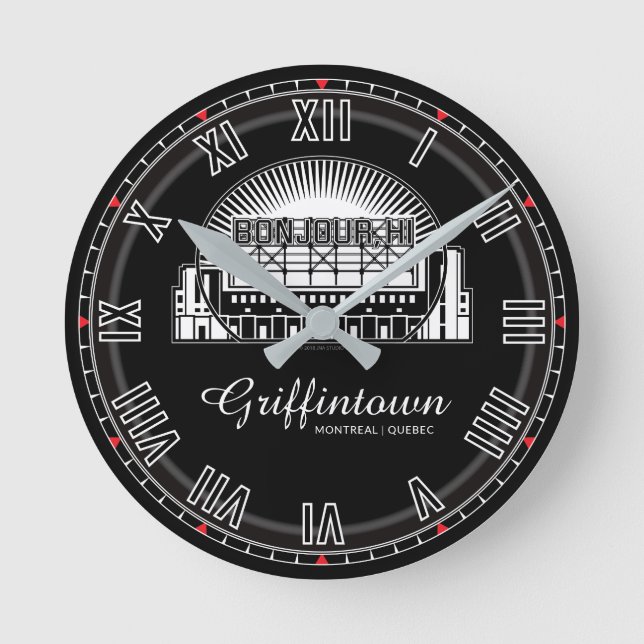 Griffintown Bonjour Hi Runde Wanduhr (Vorderseite)