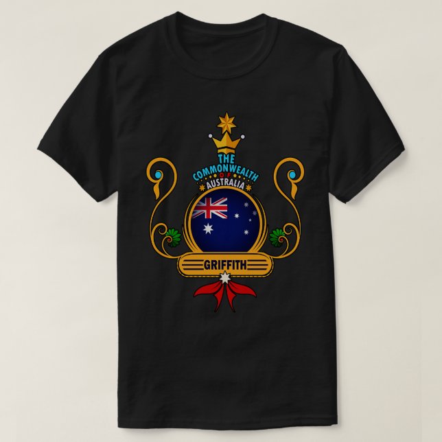 Griffith city Zuhause Golden Australian Flag Souve T-Shirt (Design vorne)