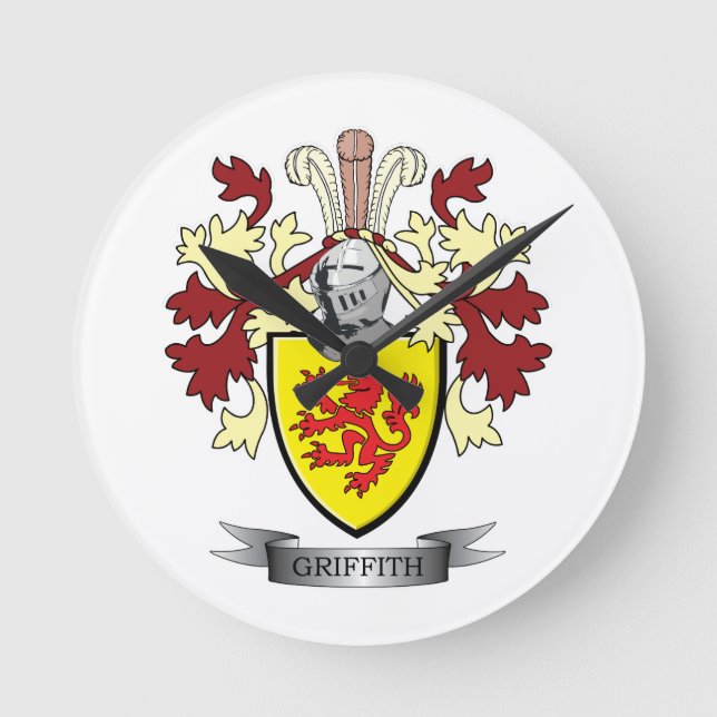 Griffith-Familienwappen-Wappen Runde Wanduhr (Vorderseite)