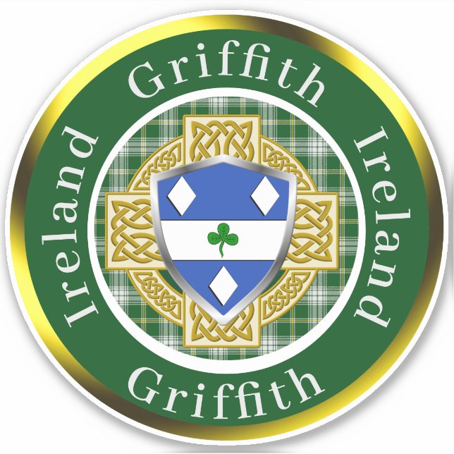 Griffith Shield & Celtic Cross Personalisiert Aufkleber (Vorderseite)