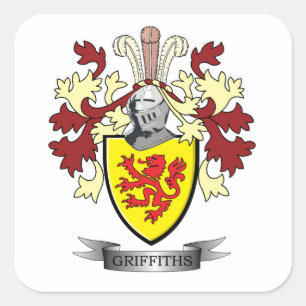 Griffiths Familienwappen-Wappen Quadratischer Aufkleber