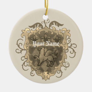 Griffon Familienwappen Nachname Keramik Ornament