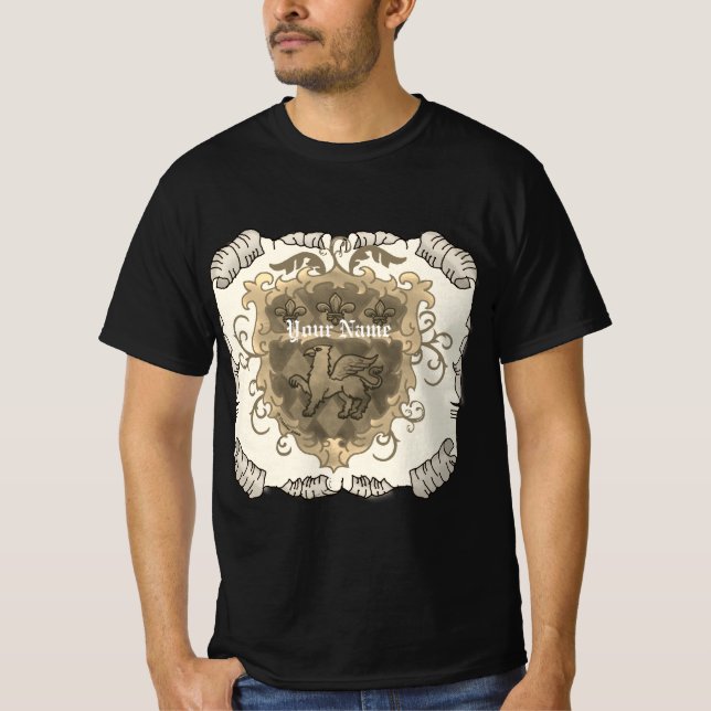 Griffon Family Crest Surname T-Shirt (Vorderseite)