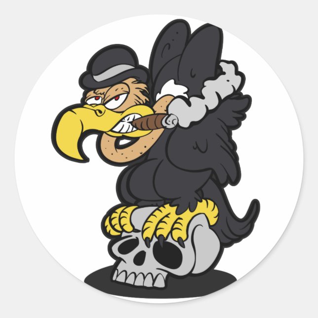 Griffon Vulture Cartoon | Hintergrundfarbe auswähl Runder Aufkleber (Vorderseite)