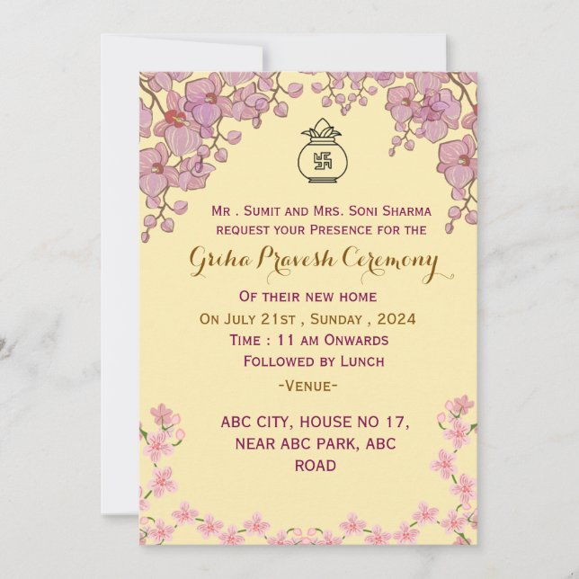 Griha Pravesh Einladung (Vorderseite)