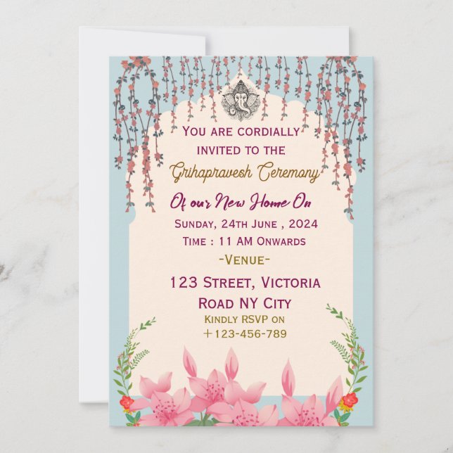 Grihapravesh Zeremonie Einladung (Vorderseite)