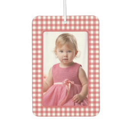 Gril Photo on Red and White Gingham Plaid Autolufterfrischer