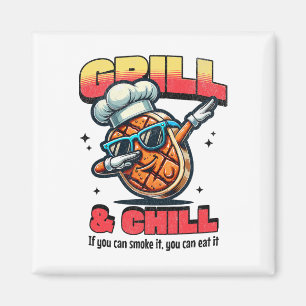 Grill and Chill Funny Grillen Dab Grilled Steak Fo Magnet