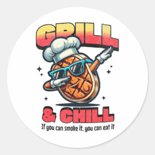 Grill and Chill Funny Grillen Dab Grilled Steak Fo Runder Aufkleber
