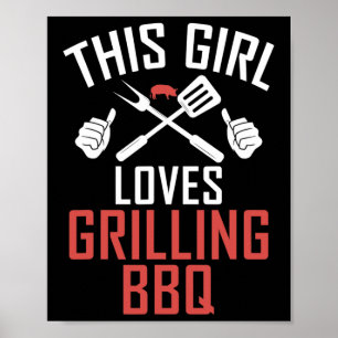 Grill Barbecue Dieses Mädchen Lieben Grillen Grill Poster
