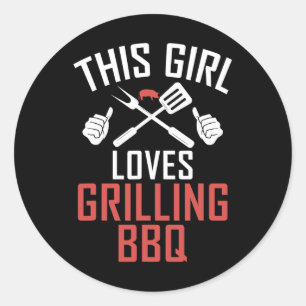 Grill Barbecue Dieses Mädchen Lieben Grillen Grill Runder Aufkleber