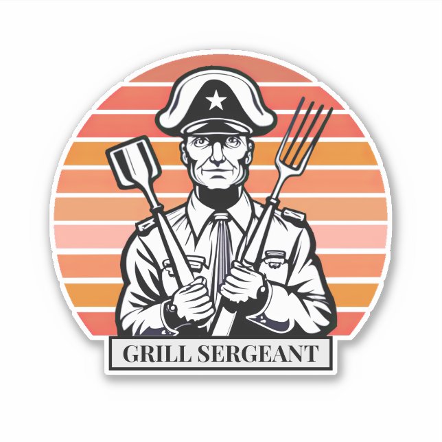 Grill Barbecue Sergeant Aufkleber (Vorderseite)
