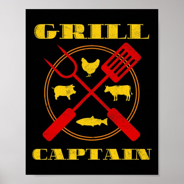Grill Captain Grillen Grilling Poster (Vorne)
