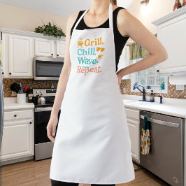Grill chill wave repeat summer beach quote schürze