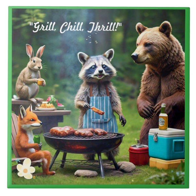 "Grill, Chill, Wild" Fliese (Vorderseite)