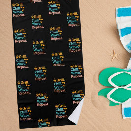 Grill Chille Welle wiederholen Sommer Strand Zitat Strandtuch