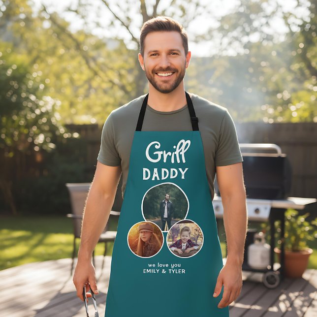 Grill Daddy Modern Oval 3 Foto Vatertag Schürze (Von Creator hochgeladen)