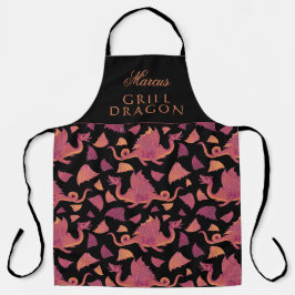 Grill Dragon Red Hand Dragon Muster Schürze
