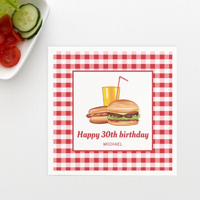 Grill Food Hamburger Hot Dog GRILLEN Geburtstag Serviette (Ideal for birthday parties, backyard barbecues, family reunions or picnics, for example.)