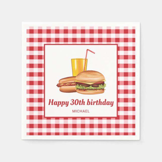 Grill Food Hamburger Hot Dog GRILLEN Geburtstag Serviette (Vorderseite)