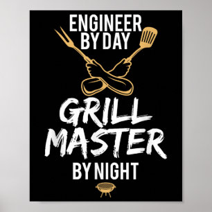 Grill Grillen Master Engineer Funny Barbecue Gesch Poster