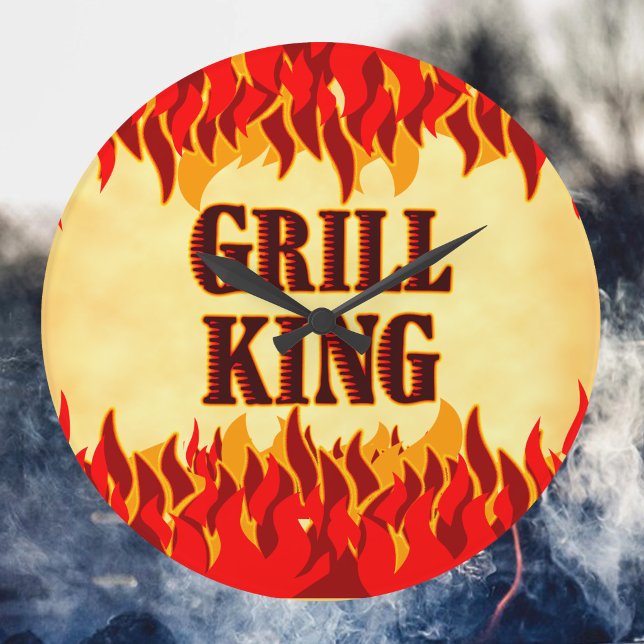 Grill King BBQ Rote Flammen Wanduhr (Grill King BBQ red flames wall clock)