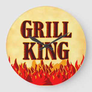 Grill King GRILLEN Flames Wall Clock Große Wanduhr