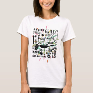 Grill Kitchen Bake Koch Word Art Explosion T-Shirt