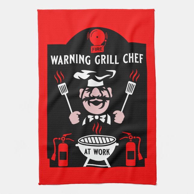 Grill-Koch-Geschenk Geschirrtuch (Vertikal)