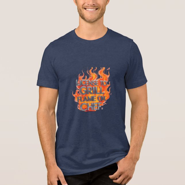 Grill-Lizenz - Fettflame On, Koch T-Shirt Tri-Blend Shirt (Vorderseite)