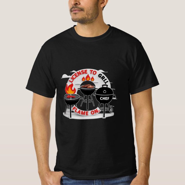 Grill-Lizenz - Flamme On, Koch GRILLEN Fun T-Shirt (Vorderseite)