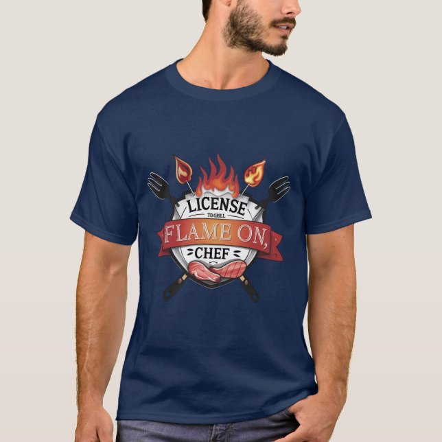 Grill-Lizenz - Flamme On, Koch GRILLEN T-Shirt (Vorderseite)