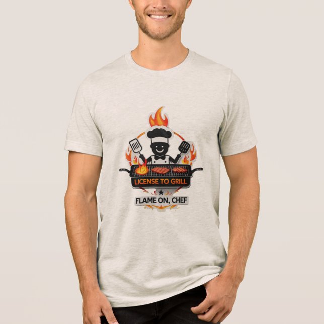 Grill-Lizenz - Flamme On, Koch T-Shirt Tri-Blend Shirt (Vorderseite)