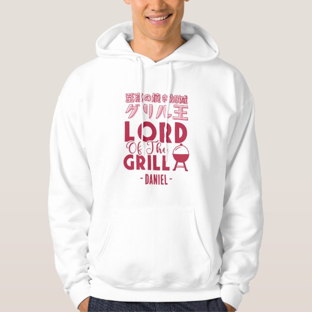Grill Lord Modern Red Typography for BBQ Dads Hoodie (Vorderseite)