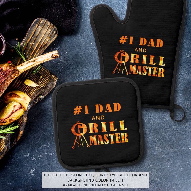 GRILL MASTER #1 Vater Ofenhandschuh & Topflappen-Set (Von Creator hochgeladen)