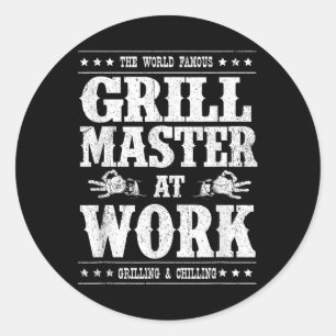 Grill Master Barbecue Grillen Smoker Grillin Vater Runder Aufkleber