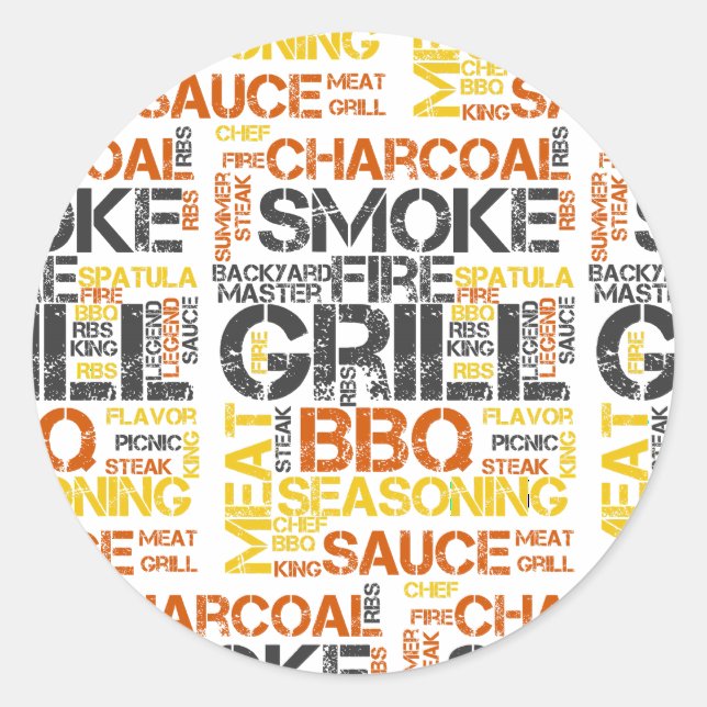 Grill Master BBQ-Typografie Runder Aufkleber (Vorderseite)