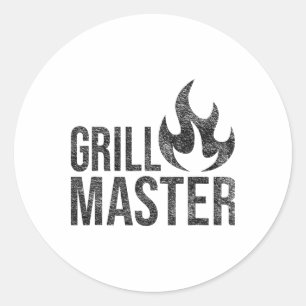 Grill Master Flame Byrbecue Grillen Smoke Char Ope Runder Aufkleber