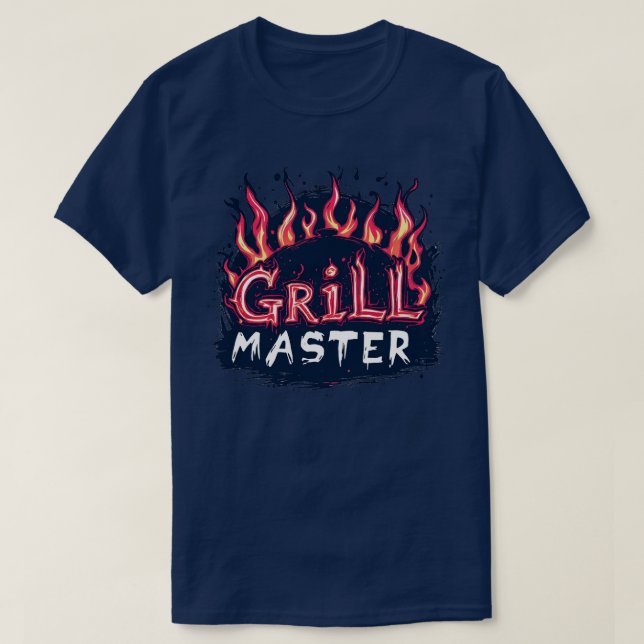 Grill Master Flaming Barbecue Cookout Typography T-Shirt (Design vorne)