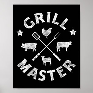 Grill Master Funny Pork Grillen Barbecue Grillmast Poster
