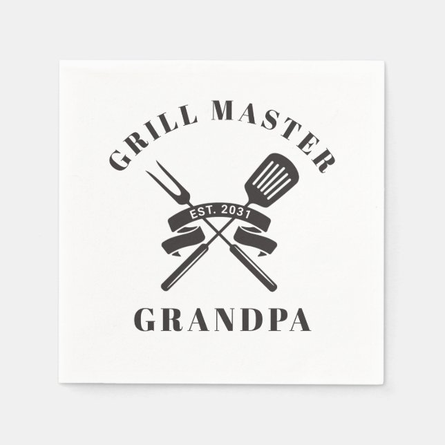 Grill Master Großvater Großvater Maßgeschneidert Serviette (Vorderseite)
