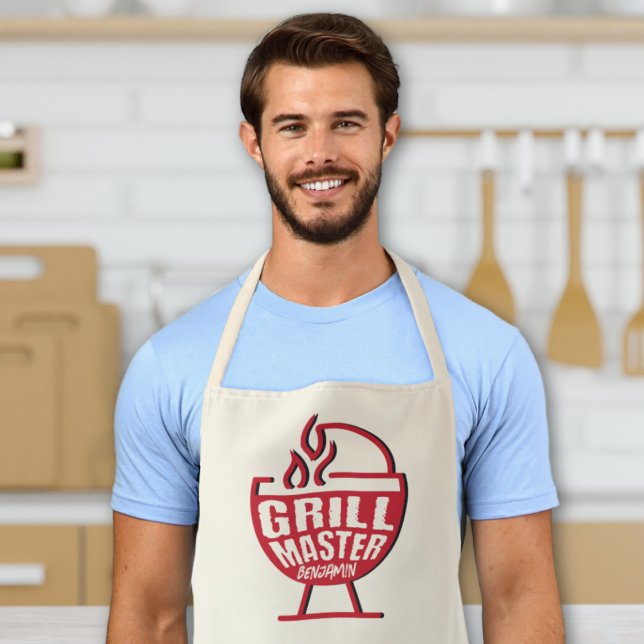 "Grill Master" Männer Koch Individuelle Name Koche Schürze ("grill master" custom personalized name men's bbq apron for barbecue smoker cooking chef gift )